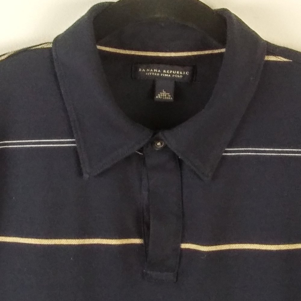 Banana Republic Navy/Stripped Polo Shirt